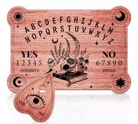 WEBEEDY Skull Wood Spirit Talking Board with Sun Moon Pendulum Dowsing Divination Board with Planchette Accessories for Family Party Metaphysical Message Decor Gift, 30x21 cm (Pink)