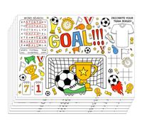 WEBEEDY Soccer Themed DIY Coloring Placemats 30 Pack Colouring Table Cloth Colour Your Own Placemats DIY Sports Football Party Decor for Birthday Christmas Restaurants Tea Party Supplies, 40x28 cm