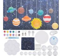 WEBEEDY Solar System Foam Ball Kit for Crafts,DIY System Project Kit Include Foam Balls Pigments Brushes Starry Sky Background Cloth for Hanging Space Project Party Decor Christmas Birthday Gift