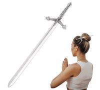 WEBEEDY Sword Hair Pin Silver Hair Stick for Buns Handmade Chinese Style Vintage Headdress Sword Hairpin Metal Hair Chopsticks for Women Long Hair Accessories Valentine's Day Gifts,14.7x3.3cm