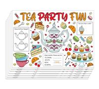 WEBEEDY Tea Party DIY Coloring Placemats 30 Pack Elegant Tea Time DIY Colouring Table Cloth Place Mats with Teapot Teacup Pattern Table Decor for Birthday Restaurants Party Supplies, 40x28 cm