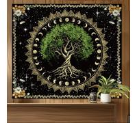 WEBEEDY Tree of Life Tapestry Forest Wall Hanging Moon Sun Stars Wall Art Backdrop for Photography & Home Decoration (130x150cm/4.27x4.92ft)