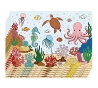 WEBEEDY Underwater World Coloring Paper Placemats Ocean Crafts 30 Pcs Marine Coloring Sheets Dining Table Mats for Home Kitchen Table Decoration Birthday Holiday Party Activities, 40x28 cm