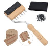 WEBEEDY Upholstery Tool Set with 10.9 Yards x 9cm Jute Webbing Tape, Wood Webbing Stretcher, 1.4cm Black Upholstery Tacks 160cm x 2.2 Yard Upholstery Black Cambric Dust Cover Fabric Replacement