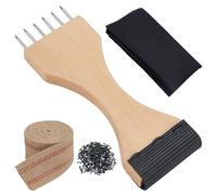 WEBEEDY Upholstery Tool Set with Wood Webbing Stretcher Puller, 10.9 Yards x 9cm Jute Webbing Tape, 1/2" Black Upholstery Tacks and Black Cambric Dust Cover Fabric, Furniture Chair Repair Supplies