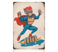 WEBEEDY Vintage Skateboard Metal Signs Funny Sports Tin Sign, Bud Man, Retro Wall Hanging Indoor Outdoor Wall Art Decoration for Yard Bar Pub Garage Bathroom Unique Gift, 20x30cm/7.87x11.81''