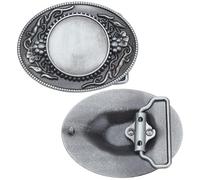 WEBEEDY Vintage Style DIY Blank Belt Buckle for Engraving, Western Flowers Trims Custom Blank Oval Belt Buckle for Custom Engraving, Leather Craft & Belts Making, Fits 1-1/2"(38mm) Belt Strap