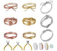 WEBEEDY Wire Wrapped Ring Making Kit 24 Sets Rings,DIY Ring Making Supplies Kit with 3-Color Jewelry Wire,Pliers Tools for Adults Jewelry Crafts Valentine's Day Anniversary Handmade Gift