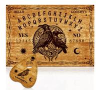 WEBEEDY Wood Spirit Board Crow Talking Board with Planchette Wooden Pendulum Boards Witchcraft Divination Tools for Family Party Metaphysical Message Decor Gift, 30x21 cm