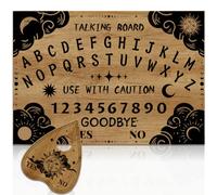 WEBEEDY Wood Spirit Board with Planchette Pendulum Board with Sun and Moon, Wooden Talking Spirit Boards Dowsing Divination Tools for Family Party Metaphysical Message Decor Gift, 30x21 cm