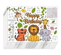 WEBEEDY Zoo Animals DIY Coloring Placemats 30 Pcs Birthday Theme Colouring Table Cloth Tiger Lion Elephant Coloring Sheet for Birthday Restaurants Entertainment Crafts Tea Party Supplies, 40x28 cm