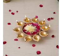 Webelkart Diya Shape Flower Decorative Urli Bowl for Home Decor Bowl for Floating Flowers and Tea Light Candles Home,Office and Table Decor| Decorative Items for Home (Designs-2)