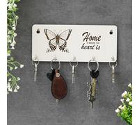 Webelkart Premium Home is Where The Heart is Wooden Key Holder for Home/Office Decor, Key Hanger for Wall Decor,Key Stand (Without Butterfly Cutout)