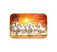 Webelkart Seven Running Horses Vastu Wall Painting with UV Texture - Multi-Effect Framed Artwork for Home & Office Decor, Sunrise Design (Multicolour, 20 x 14 Inches)