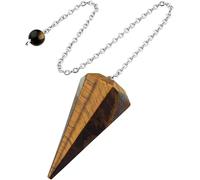 Webelkart Tiger's Eye Crystal Pendulum Necklace for Reiki, Dowsing, and Divination - Energy Healing Pendulum - (Brown)