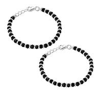 Webelkart Traditional Silver & Black Beads Baby Nazariya in Pure 92.5% Pure Sterling Silver Three Pair
