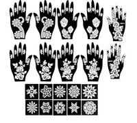 Webelkart Unisex Mehndi Tattoo Stencil Mehndi Design for Hands Set of 20 pc Combo Pack,10 Pcs Hand Design 10 pcs Round Stencils for Women, Girls and Kids, Easy to Use in Just 4 Simple Steps
