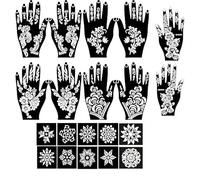 Webelkart Unisex Mehndi Tattoo Stencil Mehndi Design for Hands Set of 20 pc Combo Pack,10 Pcs Hand Design 10 pcs Round Stencils for Women, Girls and Kids, Easy to Use in Just 4 Simple Steps