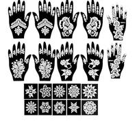 Webelkart Unisex Mehndi Tattoo Stencil Mehndi Design for Hands Set of 20 pc Combo Pack,10 Pcs Hand Design 10 pcs Round Stencils for Women, Girls and Kids, Easy to Use in Just 4 Simple Steps