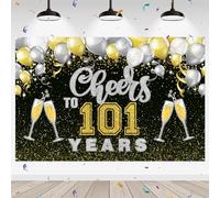 WeBenison Cheers to 101 Years Backdrop 101st Birthday Photography Background Banner Cheers to 101st Anniversary Party Outdoor Indoor Banner Decorations Wallpaper 6x4 ft