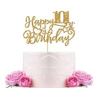 WeBenison Happy 101st Birthday Cake Topper 101st Birthday Cake Supplies Grandma Grandpa 101 Years Old Birthday Party Decorations Gold Glitter