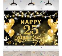 WeBenison Happy 25th Anniversary Backdrop 25th Wedding Anniversary Photography Background Banner Cheers to 25 Years Birthday Anniversary Party Outdoor Indoor Banner Decorations Wall Decor 6x4 ft