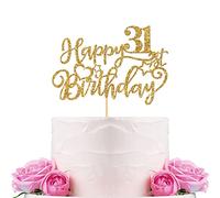 WeBenison Happy 31st Birthday Cake Topper Adult 31st Birthday Cake Supplies Boy or Girl 31 Years Old Birthday Party Decorations Gold Glitter