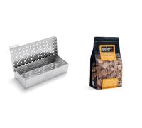 Weber 7576 Universal Smokerbox - SS, Steel & 17622 Smoking Wood Chips, Beech, 17.8x8.9x30.5 cm