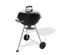 Weber Compact Kettle Charcoal Barbecue 47 cm with Stand & Wheels/Classic BBQ, Rust-Resistant Porcelain-Enamelled Finish, Built-In Lid Thermometer, As