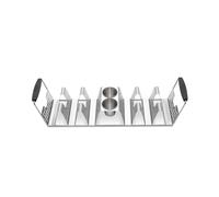 Weber Premium Taco Rack/Stainless Steel with Silicone Carrying Handles and 2 Built-In Sauce Cups, Holds Up to 6 Tacos, Dishwasher