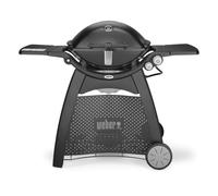 Weber Q3200 Gas Grill with Cart + Side Tables, 63 x 45 cm Grilling Surface, 2 Burners, 2-piece Porcelain-Enamelled Cast Iron Grill Grate, with Lid Thermometer & Handle Light - Black