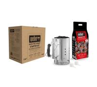 Weber Rapidfire Chimney Starter Set for Charcoal Barbecues / 3-Piece BBQ Accessory Set, Includes Rapidfire Chimney Starter, 2 kg Charcoal Briquettes