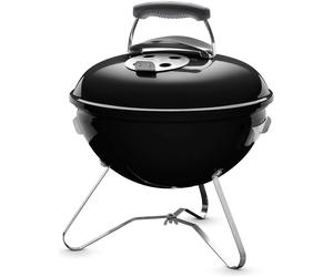 Weber Smokey Joe Charcoal Grill BBQ, 37cm, Portable with Lid & Plated Steel Legs, Porcelain-Enamelled Bowl - Black (1111004), New