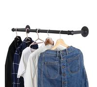 WEBI Clothing Rack Wall Mount,24'' Industrial Pipe Clothes Rack for Hanging Clothes,Heavy Duty Iron Garment Rack Bar,Retail Display Clothes Rod for Closet,Laundry Room,Black