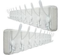 WEBI Coat Rack Wall Mounted,98cm Long,10 Triple Hooks,Wood Coat Hooks Wall Mount,Large Coat Hanger Wall,Hook Rack,Tri Hooks for Hanging Coats,Clothes,Jacket,Entryway,Rustic White,2 Packs