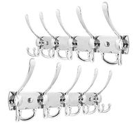 WEBI Coat Rack Wall Mounted,Coat Hooks Wall Mounted,Coat Hanger Wall,Hook Rack,Wall Coat Rack,5 Triple Hooks for Hanging Coats,Hats,Jacket,Clothes,Chrome,2 Packs