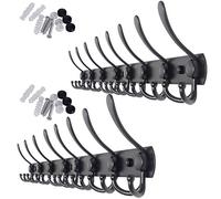 WEBI Coat Rack Wall Mounted Long,8 Tri Hooks for Hanging,75 cm Hook Rack,Hook Rail,Coat Hanger Wall Mount for Clothes,Jacket,Hats,Black,2 Packs