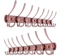 WEBI Coat Rack Wall Mounted Long,8 Tri Hooks for Hanging,75 cm Hook Rack,Hook Rail,Coat Hanger Wall Mount for Clothes,Jacket,Hats,Antique Copper,2 Packs