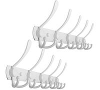 WEBI Coat Rack Wall Mounted White Coat Hooks Wall Mounted,Coat Hanger Wall,Wall Coat Rack,Hook Rack Rail,5 Triple Hooks for Hanging Coats,Hats,Jacket,Clothes,2 Packs