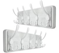 WEBI Coat Rack Wall Mounted,Wood Coat Hooks Wall Mount,16" Hole to Hole,Coat Hanger Wall Hook Rack Rail,5 Triple Hooks for Hanging Jacket,Clothes,Hats,Entryway,Rustic White,2 Packs