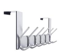 WEBI Over The Door Hook Door Hanger:Over The Door Towel Rack with 6 Hooks for Hanging Coats,Over Door Coat Hanger Rack for Towels,Clothes,Back of Bathroom,Silver