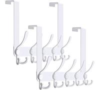 WEBI Over The Door Hook Hanger with 5 Tri Hooks for Hanging Coats, Towels, Behind Back of Door, White, 2 Packs