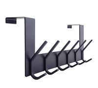 WEBI Over The Door Hook,Over Door Hanger Coat Rack Over The Door Towel Rack with 6 Coat Hooks for Hanging,Towel Hanger for Clothes,Back of Bathroom,Black
