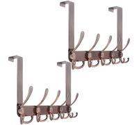 WEBI Over The Door Hook Rack with 5 Tri Hooks for Hanging Coats,Over Door Hanger Coat Rack Over Door Towel Rack for Behind Back of Bathroom,Antique Copper,2 Packs