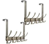 WEBI Over The Door Hook Rack with 5 Tri Hooks for Hanging Coats,Over Door Hanger Coat Rack Over Door Towel Rack Towel Hanger Behind Back of Bathroom,Bronze,2 Packs