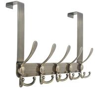 WEBI Over The Door Hook Rack with 5 Tri Hooks for Hanging,Over Door Hanger Coat Rack Over The Towel Rack Towel Hanger for Behind Back of Bathroom,Bronze