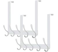 WEBI Over The Door Hooks,Door Hanger,5 Coat Hooks,Over The Door Towel Rack Coat Rack for Hanging Towels,Clothes,Back of Bathroom,White,2 Packs