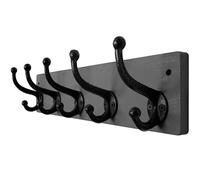 WEBI Rustic Coat Rack Wall Mount,5 Cast Iron Coat Hooks Wall Mounted,Heavy Duty Wall Coat Hanger,Vintage Hooks for Hanging Coats,Clothes,Grey, 43cm, ZTGDQ-GREY-HG-5