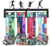 WEBIN Soccer Medal Hanger Display Rack,Awards Holder,Sturdy Black Steel Metal,Wall Mount Over 50 Medals Easy to Install