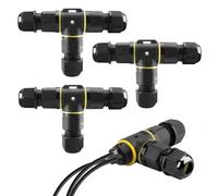 WEBN Cable Connector Waterproof 3-Pin IP68 Connection Sleeve Earth Cable Junction Box 3 Way for Diameter 3-12 mm Cable Diameter, Connection Box Junction Box Outdoor Waterproof Pack of 3 Black